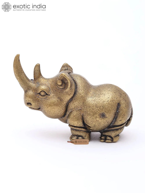 1" Small Brass Rhinoceros Statue for Home Decor