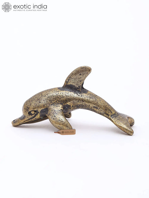 1" Brass Dolphin Statue for Table Decor