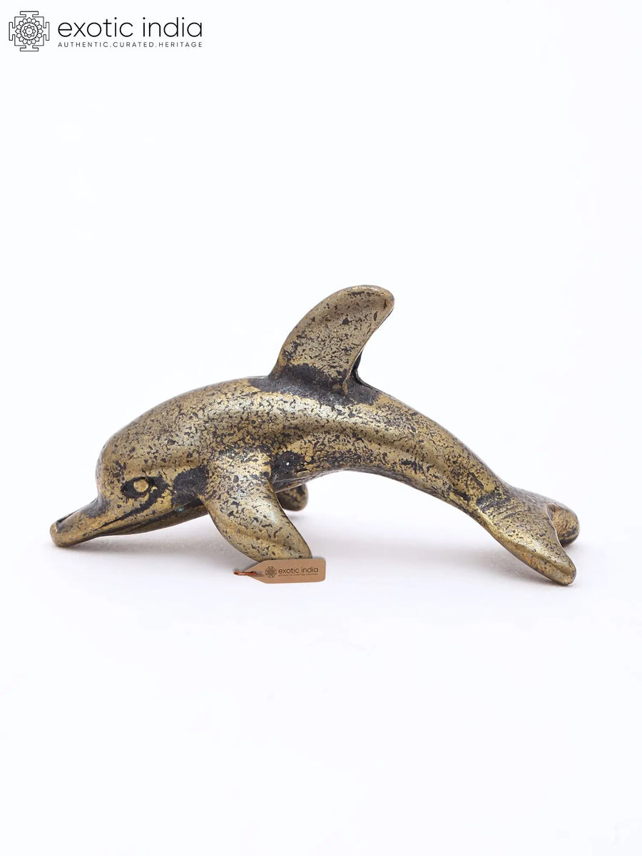 1" Brass Dolphin Statue for Table Decor