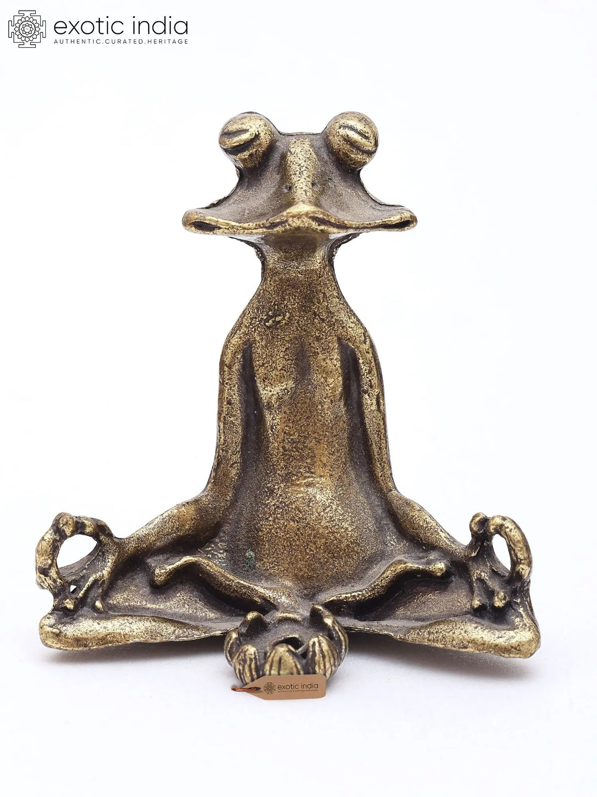 2" Small Yoga Frog Figurine | Decorative Brass Statue