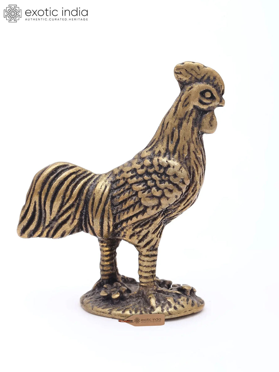 1" Miniature Brass Rooster Statue for Home Decor