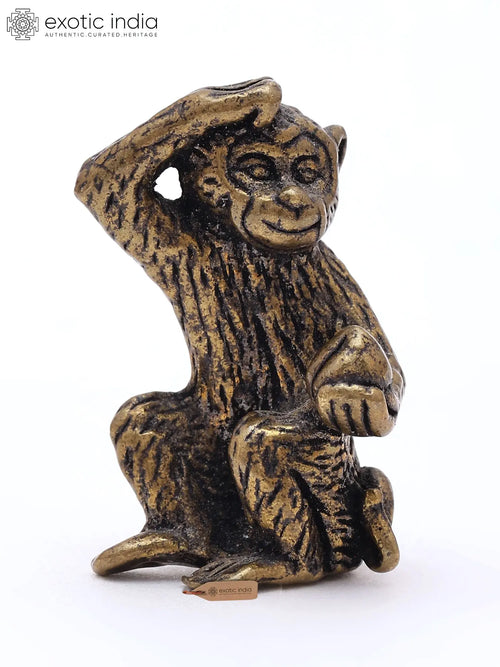 1" Miniature Brass Monkey Statue for Home Decor