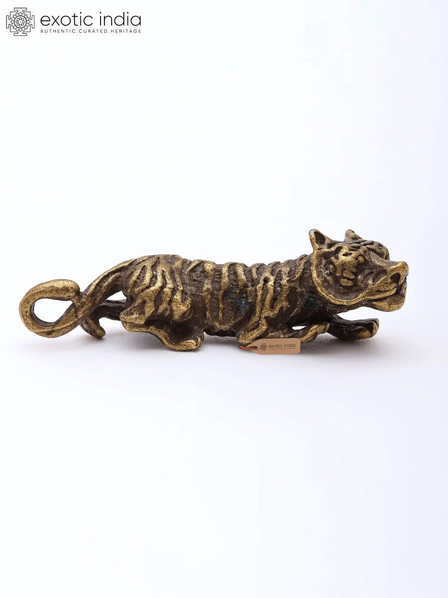1" Miniature Tiger Brass Statue for Home Decor