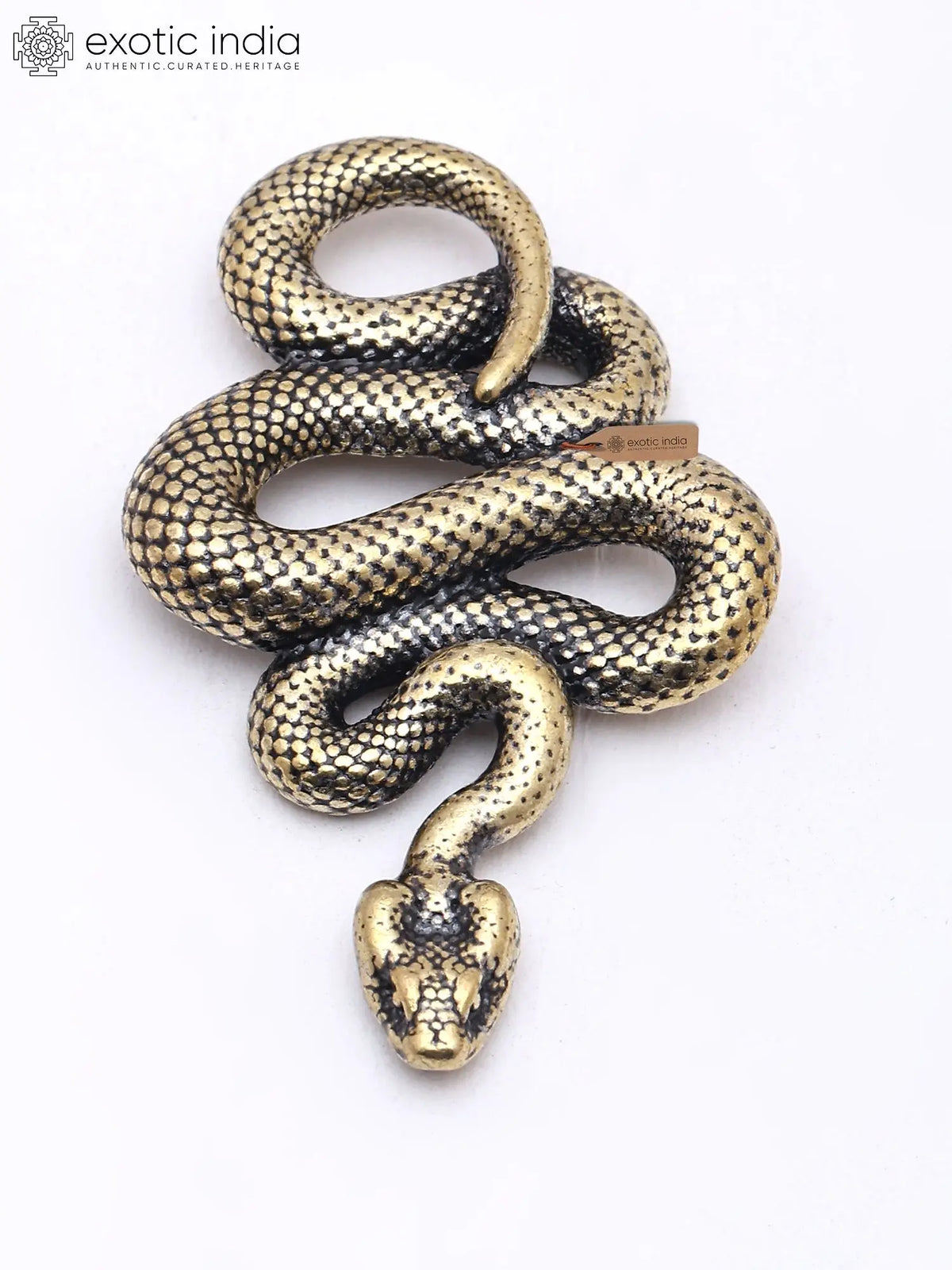 Small Snake Statue | Brass Figurine | Table Decor