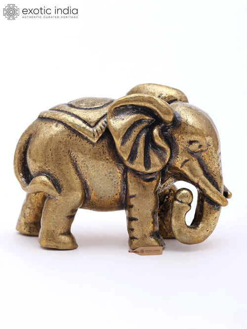 1" Miniature Elephant Brass Statue for Home Decor