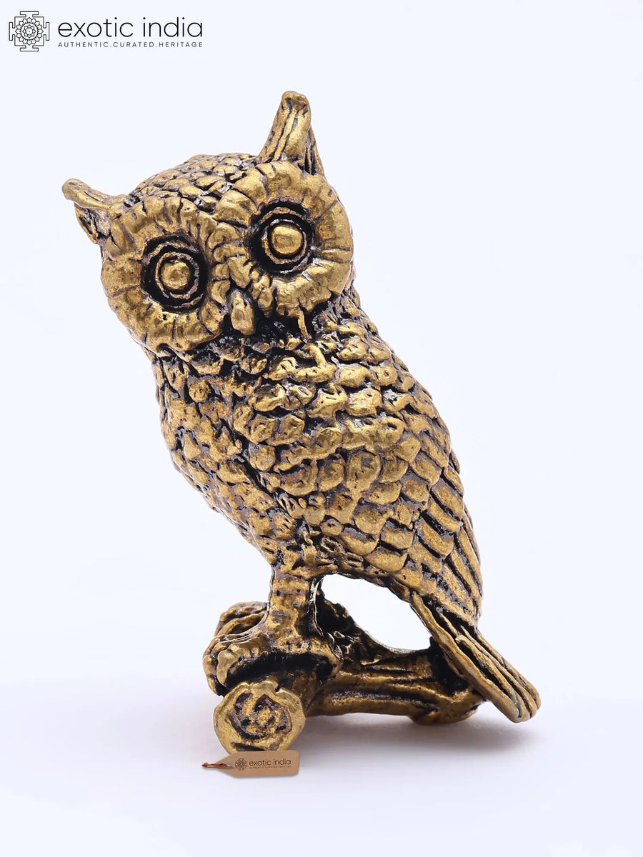 2" Small Owl Brass Statue for Home Decor