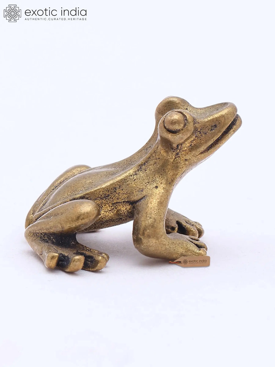 1" Miniature Frog Brass Statue for Home Decor