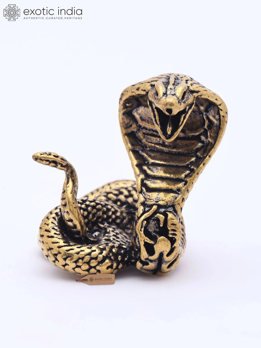1" Miniature Snake Brass Statue for Home Decor
