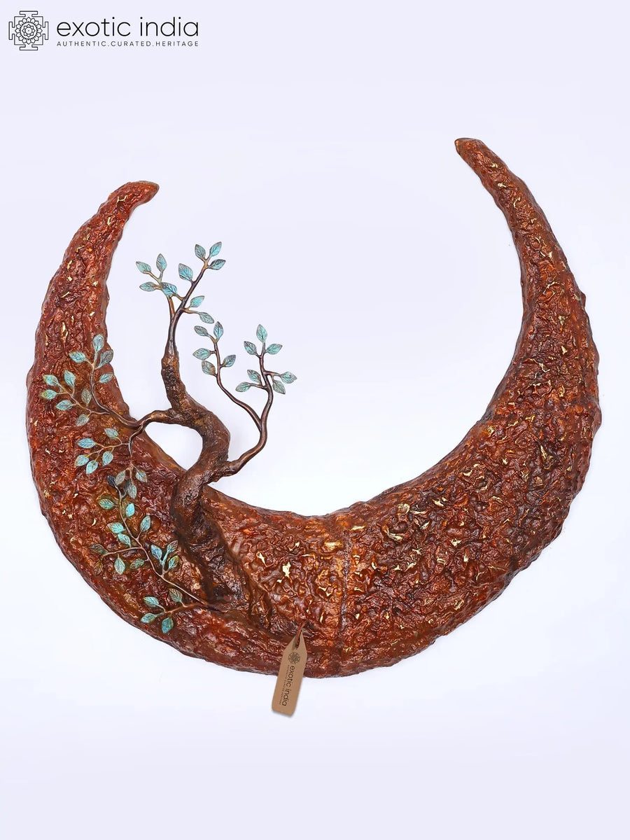 34" Brass Tree of Life Crescent Moon Wall Hanging