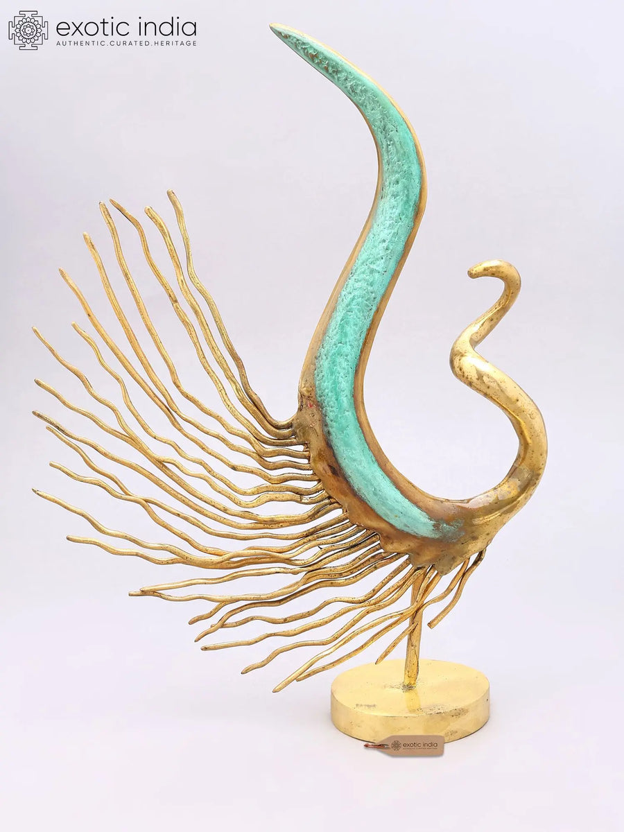 17" Handmade Brass Peacock Sculpture for Home Decor