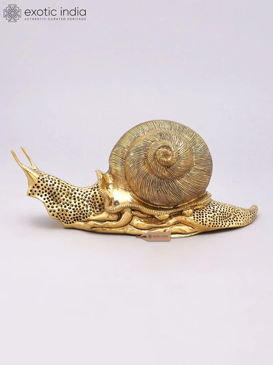 12" Handmade Brass Snail Sculpture for Home Decor