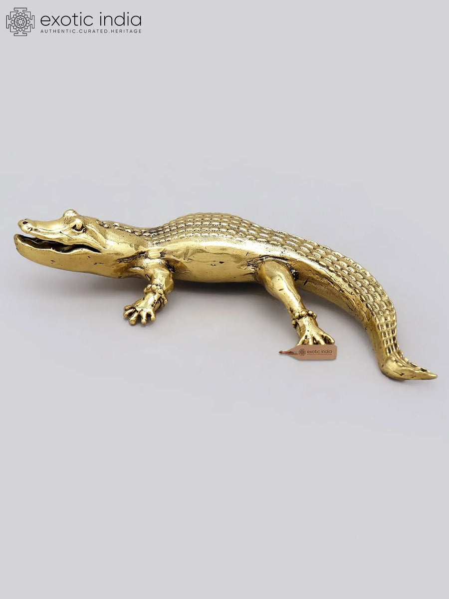 4" Brass Crocodile Figurine for Home Decor