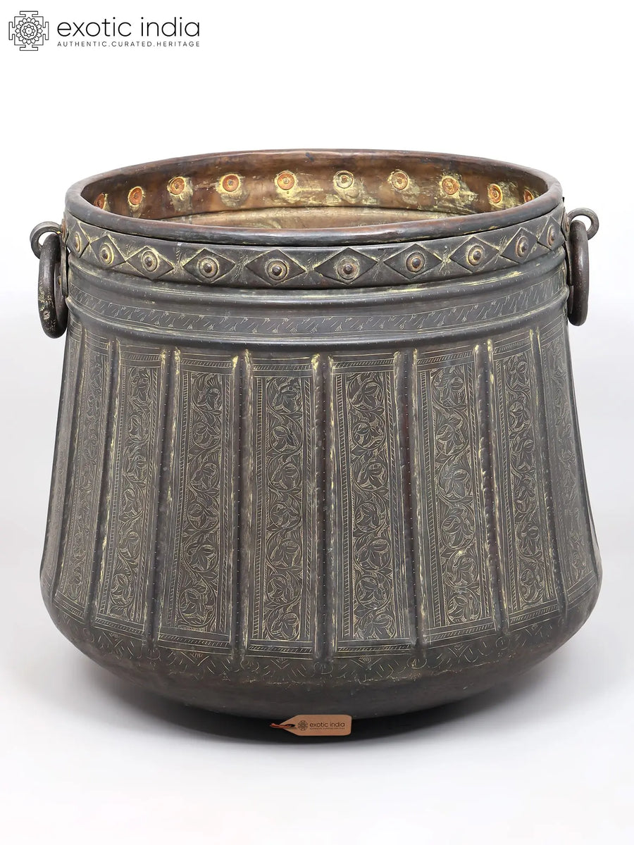 28" Large Handcrafted Brass Planter for Home Decor