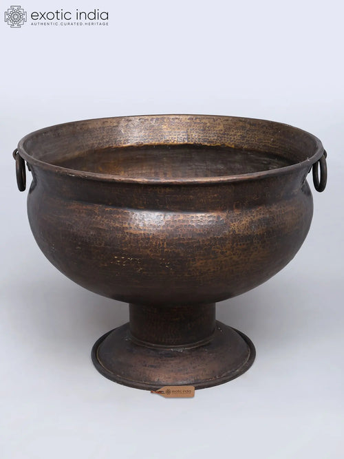 40" Large Brass Planter with Handles for Home Decor