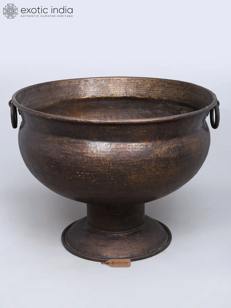 40" Large Brass Planter with Handles for Home Decor