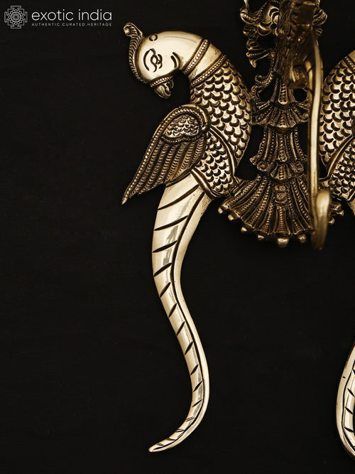 11" Brass Parrot Design Wall Hanging Bracket for Home Decor