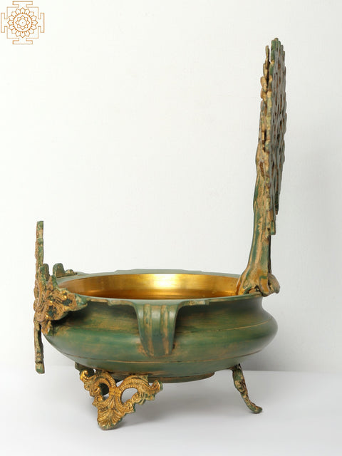 15" Bodhi Tree Design Urli | Decorative Brass Bowl | Housewarming Gift