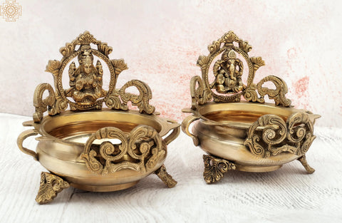 Ganesha Lakshmi Urli (pair)