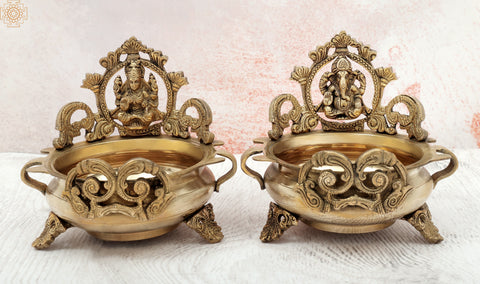 Ganesha Lakshmi Urli (pair)