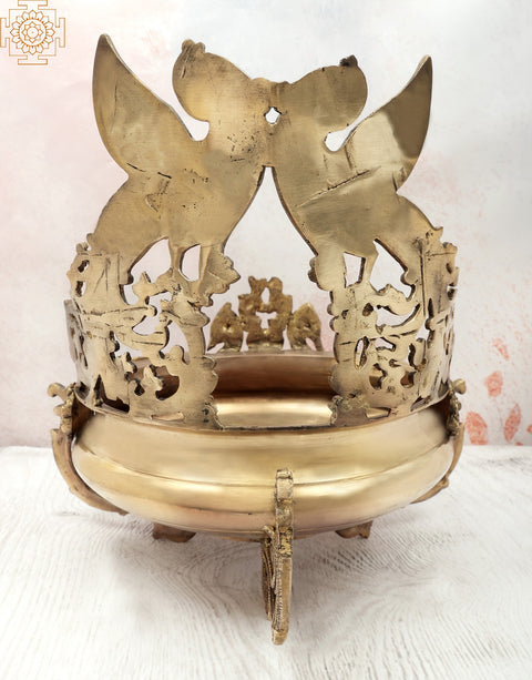 15" Elegant Peacock Brass Urli | Decorative Bowl | Handmade Accent Decor