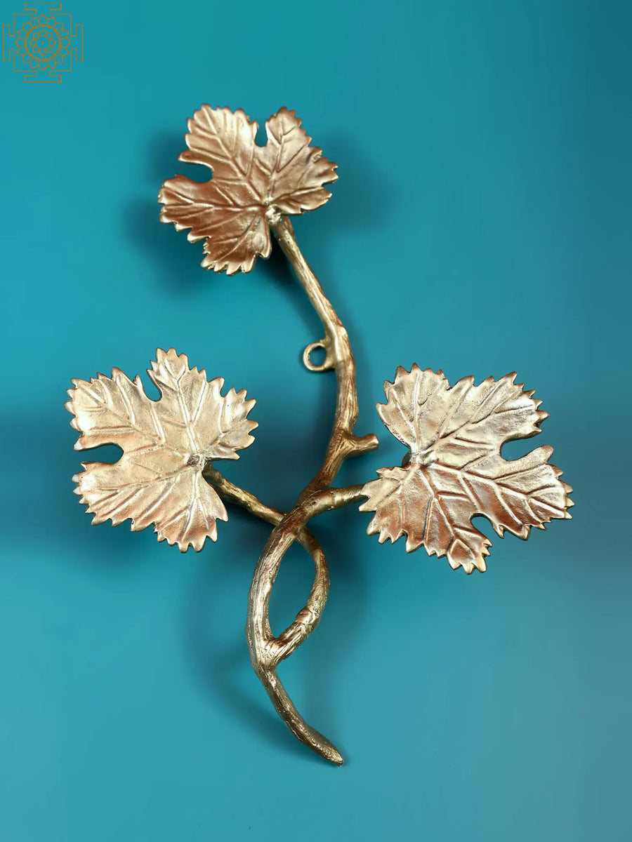 Brass Leaf Design Candle Stand for Home Décor