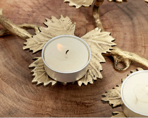 Beautiful Leaf Design Brass Candle Stand | Home Décor | Decorative Accents