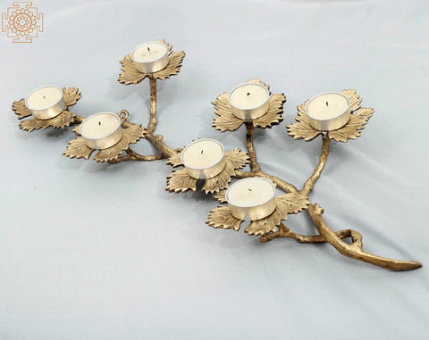 Beautiful Leaf Design Brass Candle Stand | Home Décor | Decorative Accents