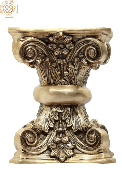 Brass Floral Chowki | Crafted Pooja Pedestal
