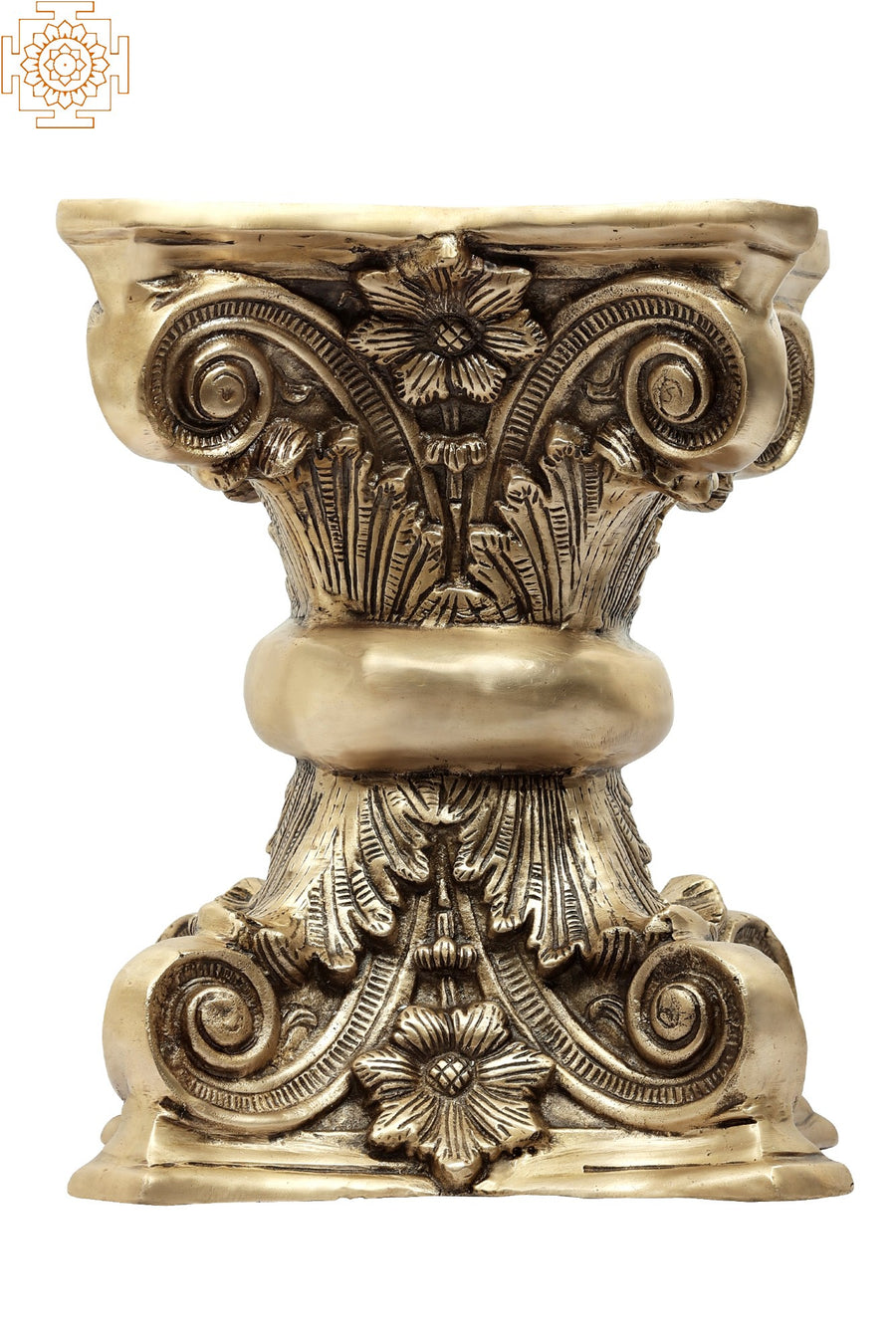 Brass Floral Chowki Pooja Pedestal