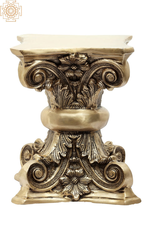 Brass Floral Chowki | Crafted Pooja Pedestal