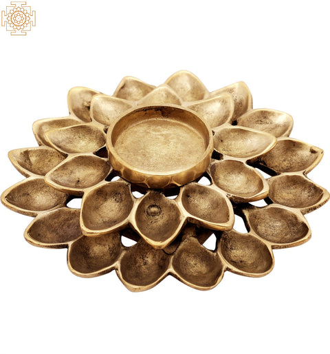 Candle Holder with Multiple Wicks in Lotus Design