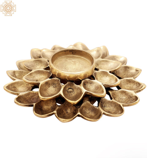 Candle Holder with Multiple Wicks in Lotus Design