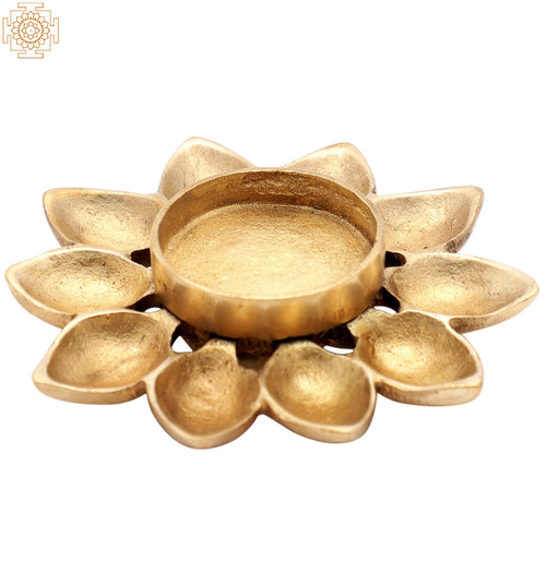 Small Brass Candle Holder with Flower Design