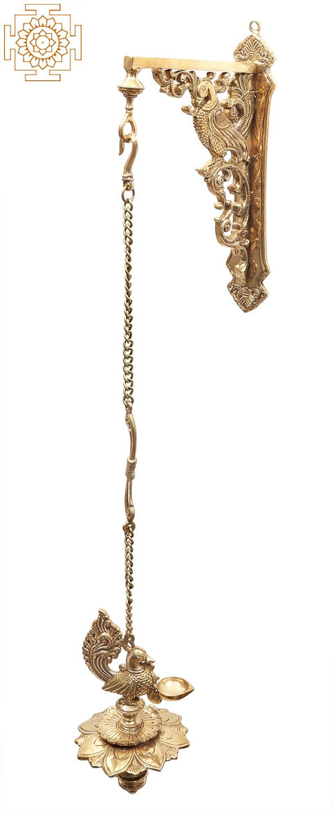 Peacock Bracket with Peacock Hanging Lamp (Pair)