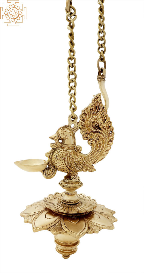 Brass Peacock Wall Hanging Lamp for Home Decor