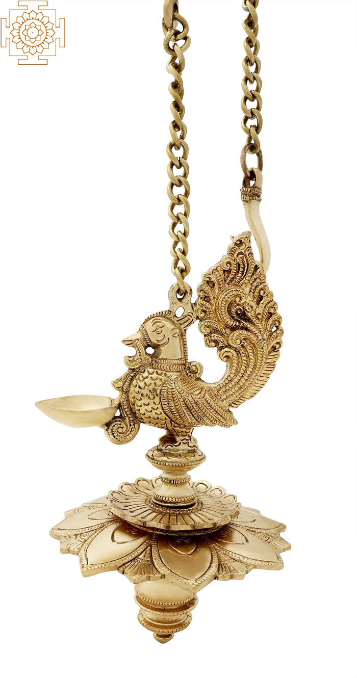 Brass Peacock Wall Hanging Lamp for Home Decor
