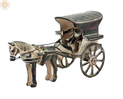 3" Vintage Horse Cart | Handmade Brass Casting | Table Decor | Horse Figurine | Made in India