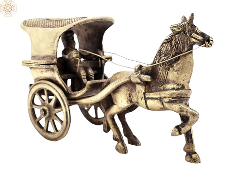 3.5" Vintage Horse Cart | Handmade Brass Casting | Table Decor | Made in India