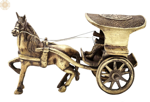 3.5" Vintage Horse Cart | Handmade Brass Casting | Table Decor | Made in India