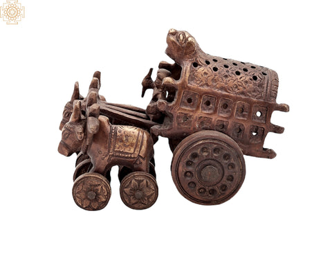 3.5" Handmade Vintage Bull Cart in Brass Casting | Table Decor | Made in India