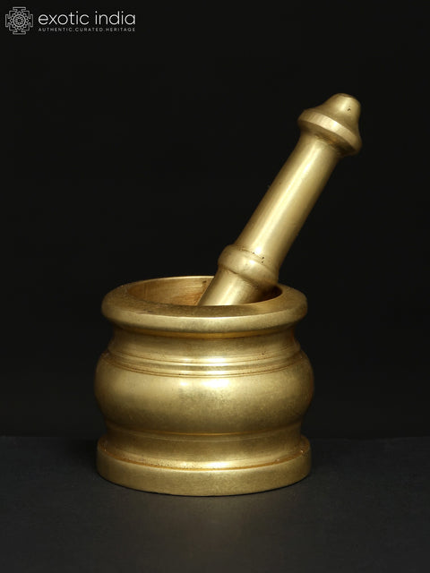 2" Small Mortar and Pestle Herb Grinder in Brass | Handmade | Made in India