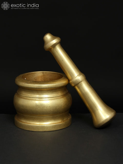 2" Small Mortar and Pestle Herb Grinder in Brass | Handmade | Made in India