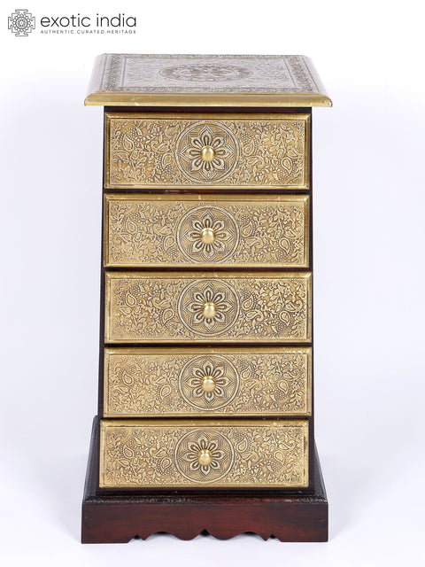 27" Wooden Pyramid Shape Drawer with Brass Fitting | Wooden Drawer | Handmade | Made in India