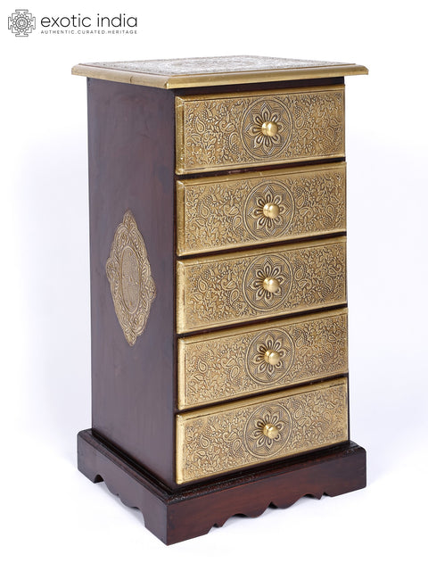 27" Wooden Pyramid Shape Drawer with Brass Fitting | Wooden Drawer | Handmade | Made in India