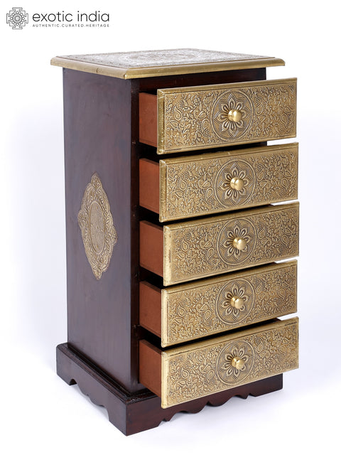 27" Wooden Pyramid Shape Drawer with Brass Fitting | Wooden Drawer | Handmade | Made in India