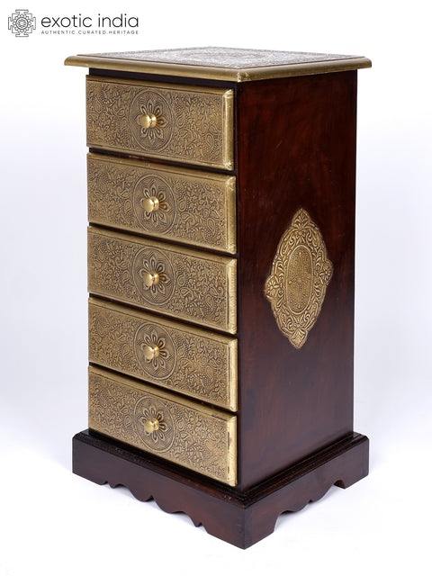27" Wooden Pyramid Shape Drawer with Brass Fitting | Wooden Drawer | Handmade | Made in India
