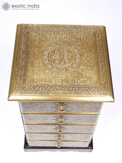 27" Wooden Pyramid Shape Drawer with Brass Fitting | Wooden Drawer | Handmade | Made in India