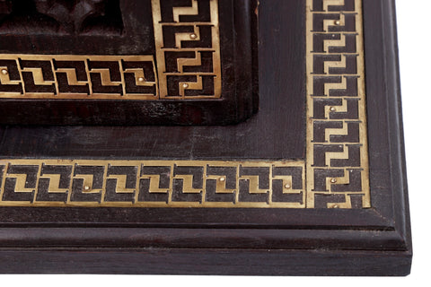26" High Wooden Pedestal with Lattice, Brass Work and Ghungroos  | Wooden Pedestal | Handmade | Made In India