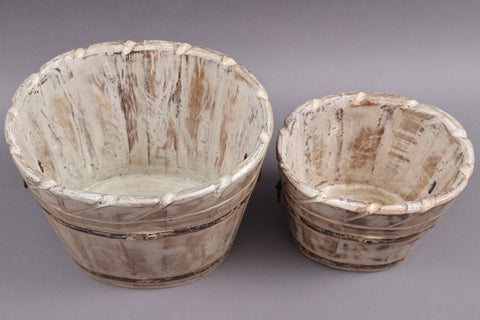 Set Of 2 Bucket Design Wooden Planters | Wooden Planters | Handmade | Made In India