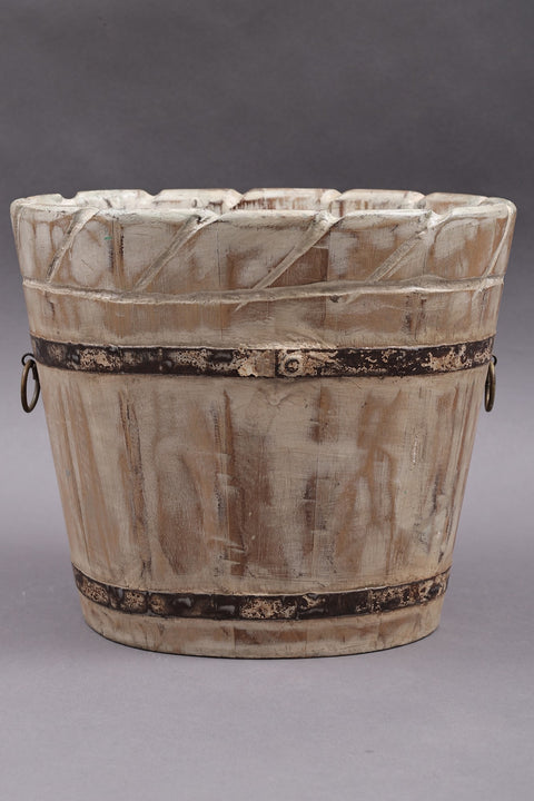 Set Of 2 Bucket Design Wooden Planters | Wooden Planters | Handmade | Made In India